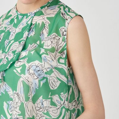 ツルペンフラワープリント フレアタックブラウス | maison