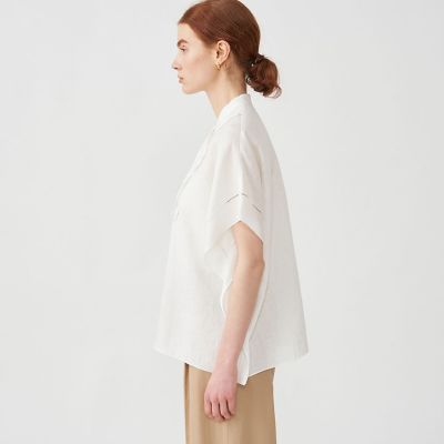 【人気沸騰】 リネンエンブロイダリー スタンドカラーシャツ | maison トップス