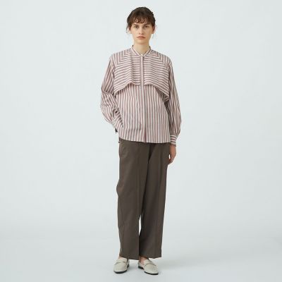 ストレッチブロードストライプ フレアヨークシャツ | maison