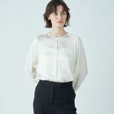 【TOMORROWLAND collection】ウォッシャブルサテン ループラグランブラウス ウォッシャブルサテン ループラグランブラウス（シャツ/ブラウス