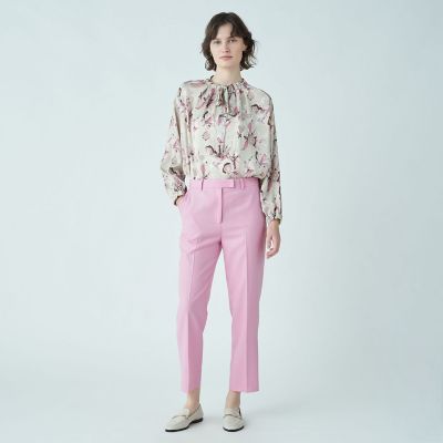 ヒビスカスフラワープリント ボウタイギャザーブラウス | maison