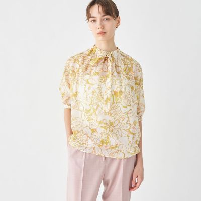 maison TOMORROWLAND シルキーデシン ネックギャザーブラウス シルキーデシン ネックギャザーブラウス | maison TOMORROWLAND