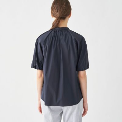 ストレッチブロード　パフスリーブブラウス