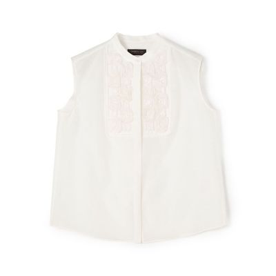 ＜maison TOMORROWLAND＞メイズエンブロイダリー　バンドカラーブラウス
