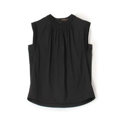 ストレッチブロード シャーリングノースリーブブラウス | maison