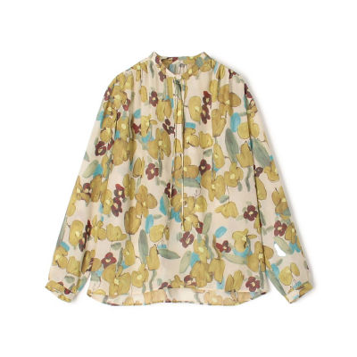【TOMORROWLAND collection】ミューラルリーフプリント ツイストドレープブラウス ミューラルリーフプリント ツイストドレープブラウス
