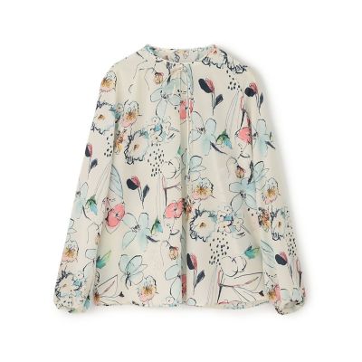 maison TOMORROWLAND/メゾン トゥモローランド ブルームフラワープリント パイピングリボンブラウス
