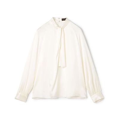 ＜maison TOMORROWLAND＞ウォッシャブルサテン　フロントタイブラウス