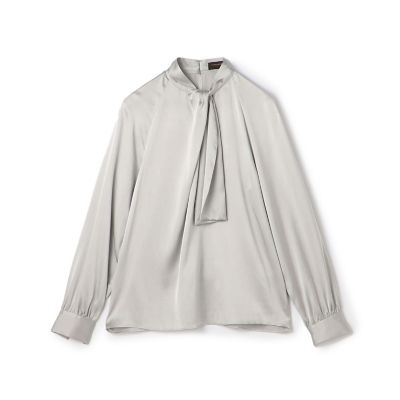 ブラウス シャツ ウォッシャブルサテン フロントタイブラウス レディース ウォッシャブルサテン フロントタイブラウス | maison