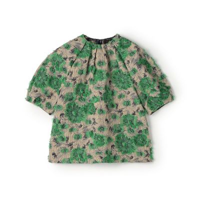 ＜maison TOMORROWLAND＞カットフラワージャカード　ネックラインタックブラウス