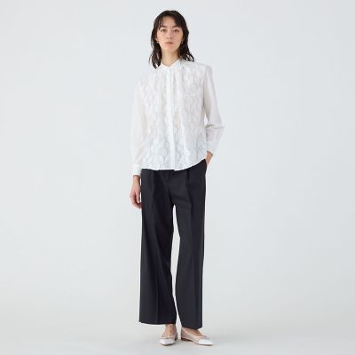 ブラウス シャツ リーフカットジャカード コンビネーションブラウス レディース リーフカットジャカード コンビネーションブラウス | maison