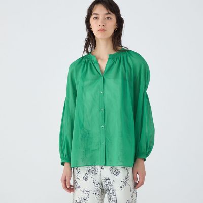 シャイニーオーガンジー シャーリングブラウス | maison TOMORROWLAND