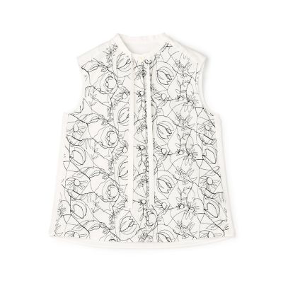 ＜maison TOMORROWLAND＞サンフラワーエンブロイダリーコンビ　ボウタイブラウス