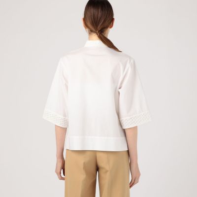 スクエアドットエンブロイダリー ハーフスリーブブラウス | maison