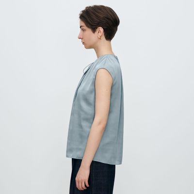 シャイニーシャンブレー スリーブレレスブラウス | maison