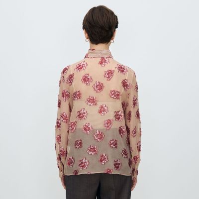 カットフラワージャカード ボリュームボウタイブラウス | maison