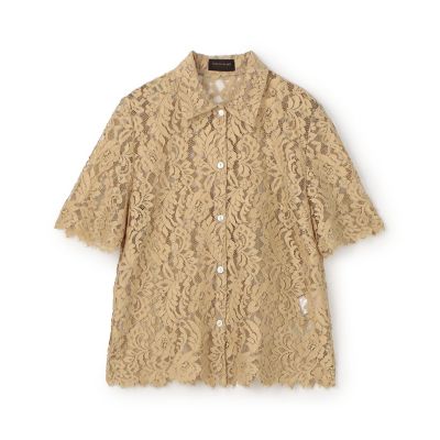＜maison TOMORROWLAND＞コードレース　ハーフスリーブブラウス