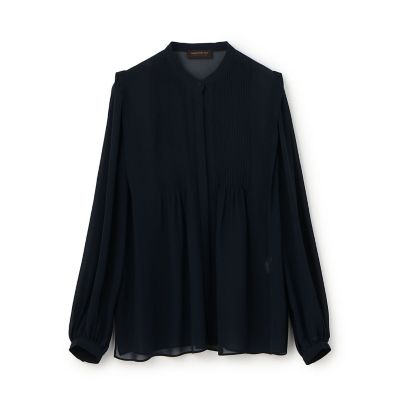 【美品】メゾンドソイル ピンタック ギャザー ブラウス　コットン ブラック 長袖 メゾンドソイル ピンタック ギャザー ブラウス コットン