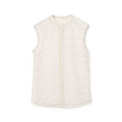 ＜maison TOMORROWLAND＞チュールフラワーエンブロイダリー　パイピングレースブラウス