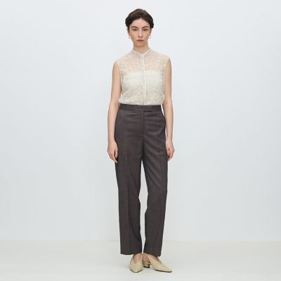 チュールフラワーエンブロイダリー パイピングレースブラウス | maison