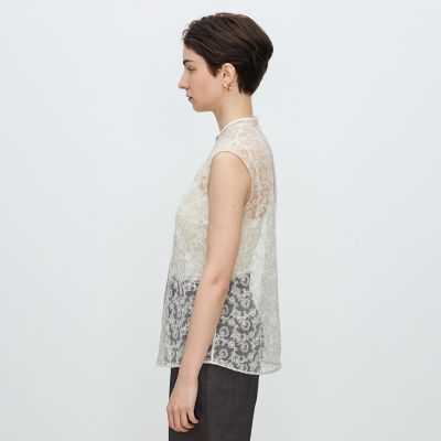 チュールフラワーエンブロイダリー パイピングレースブラウス | maison