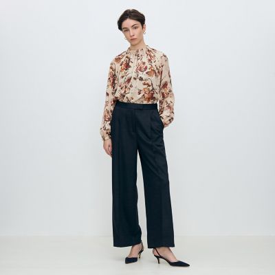 オータムガーデンプリント ネックギャザーブラウス | maison