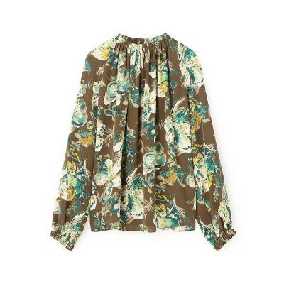 オータムガーデンプリント ネックギャザーブラウス | maison
