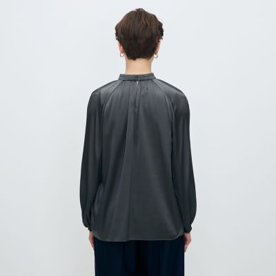 ヴラスヴラム　シャーリングが素敵なリネンシルクジレ　ノースリーブシャツ　未使用 予約商品10月中旬以降順次お届け】ウォッシャブルシルク