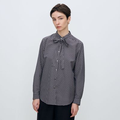 コモンフラワープリント ボウタイブラウス | maison TOMORROWLAND