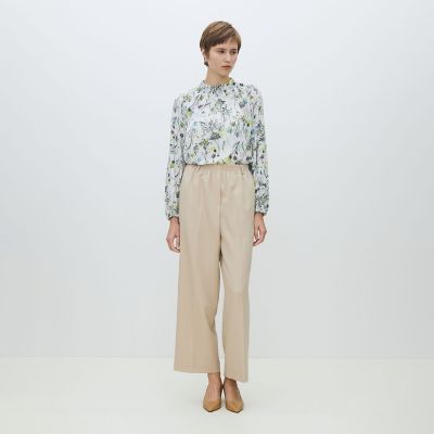 オーキッドフラワープリント ネックギャザーブラウス | maison