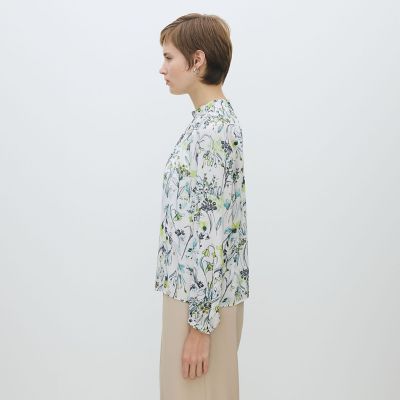 オーキッドフラワープリント ネックギャザーブラウス | maison