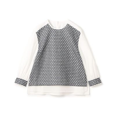 ＜maison TOMORROWLAND＞リーフエンブロイダリー　コンビプルオーバーブラウス