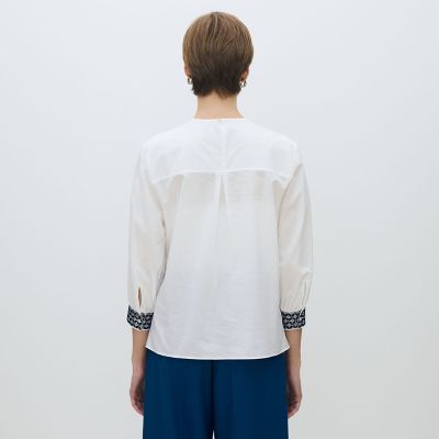 リーフエンブロイダリー コンビプルオーバーブラウス | maison