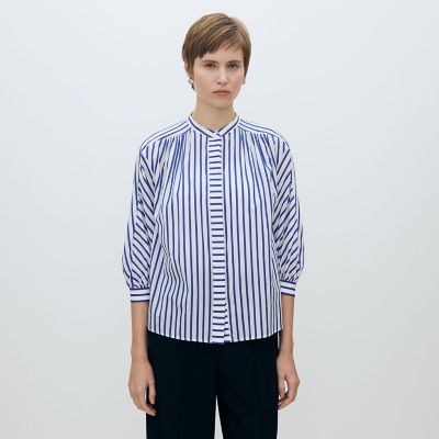 トラックストライプ ギャザーブラウス | maison TOMORROWLAND/メゾン