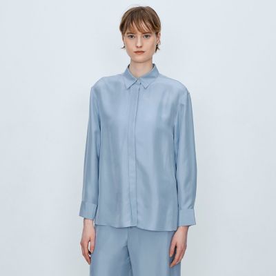 シルクサンドウォッシュ レギュラーカラーブラウス | maison