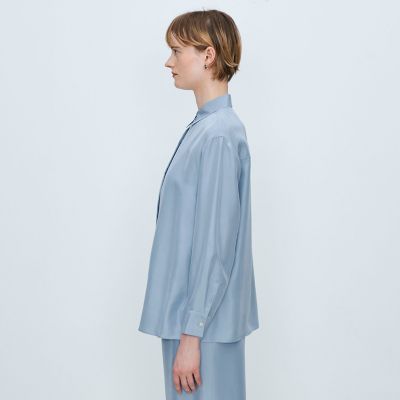 シルクサンドウォッシュ レギュラーカラーブラウス | maison