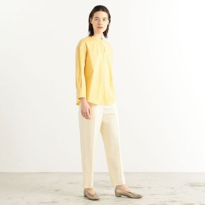 ブロードストレッチ　スタンドカラーブラウス