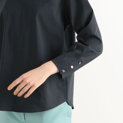 ブロードストレッチ　スタンドカラーブラウス