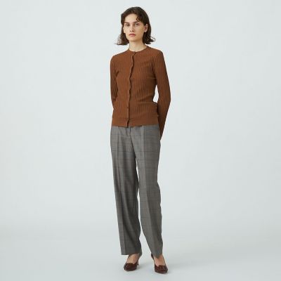 カシミヤシルクリブ クルーネックカーディガン | maison