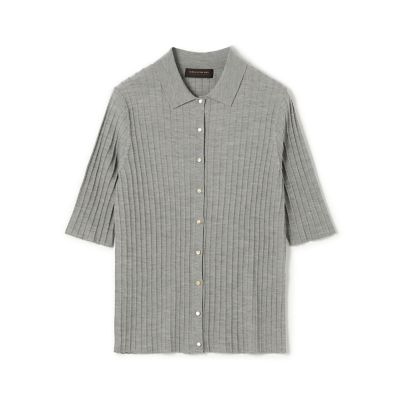 送料無料】カシミヤシルクリブ ポロカーディガン | maison