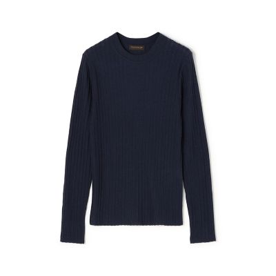 ウールシルクカシミヤリブ ロングスリーブプルオーバー | maison
