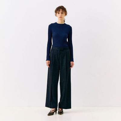 ウールシルクカシミヤリブ ロングスリーブプルオーバー | maison