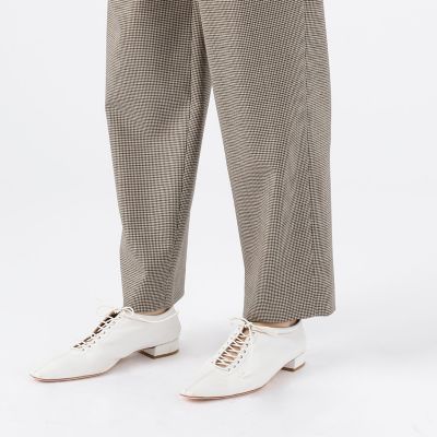 トレシェファードストレッチ　ハイウエストタックパンツ