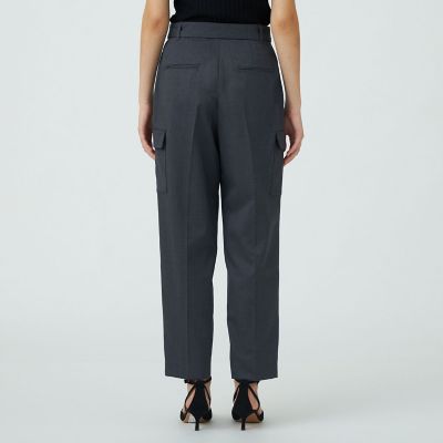 美品24SS MARGARETHOWELL コットン カービー テーパードパンツ 小さいサイズ ウエストドロストテーパードパンツ 低身長さん