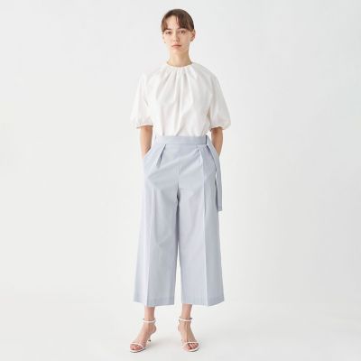 美品✴︎トゥモローランドコレクションセミワイドクロップドパンツ34 7号 TOMORROWLAND - トゥモローランド セミワイドクロップドパンツ紺
