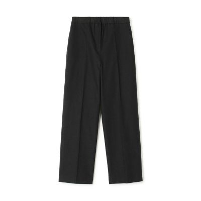 リネンストレッチ　ウエストギャザーストレートパンツ