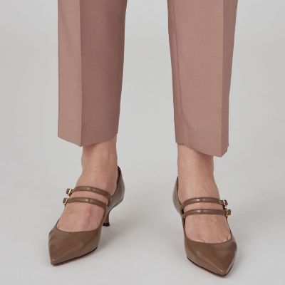 ウールシルクタッサー　１タックテーパードパンツ