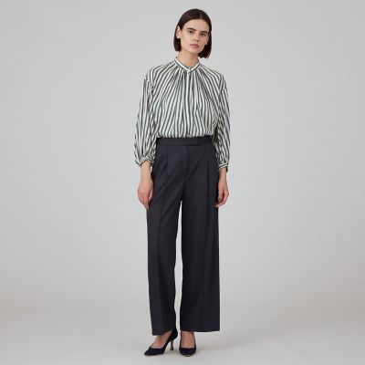 ポリエステルウールモクロディ　センタープレスワイドパンツ