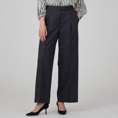 ポリエステルウールモクロディ　センタープレスワイドパンツ
