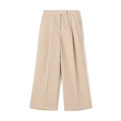 ジュンコシマダ【タグ付き】　麻混　タックパンツ　リネンパンツ　チェック柄　M ジュンコシマダ【定価26 000】タグ付き未着用 Mサイズ 麻混